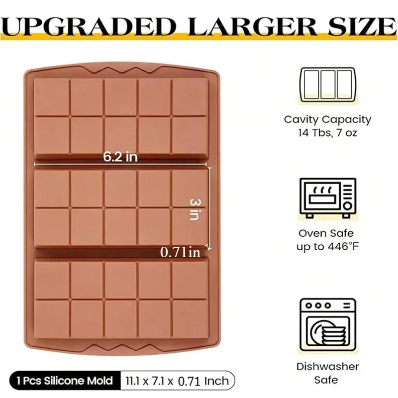 3-in-1 Silicone Chocolate Bar Molds for Baking & Crafts, Easy Release Rectangle Wax Melt Moulds, Durable Handmade Gift Making Supplies thumbnail 3