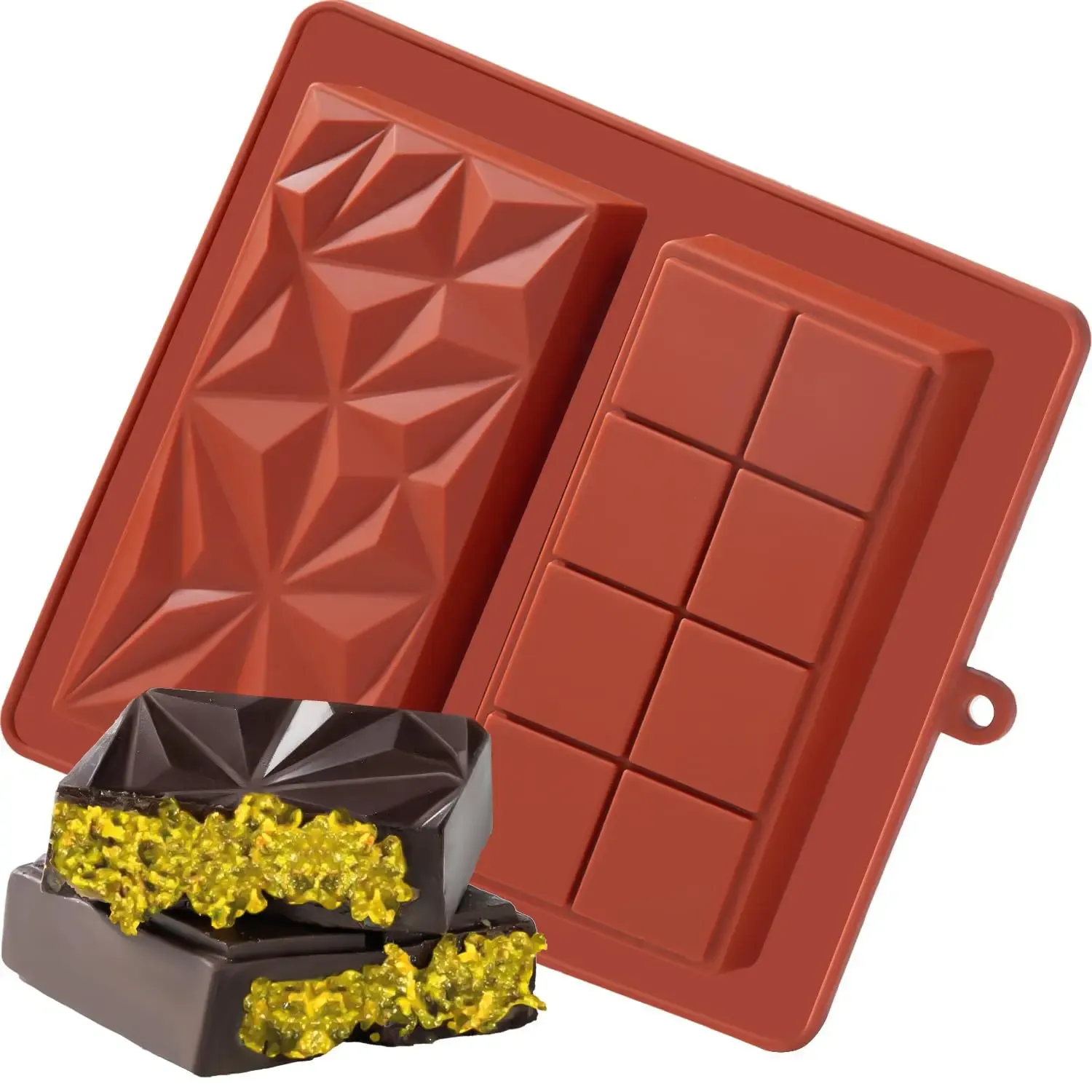 Large Dubai Style Chocolate Bar Silicone Mold for Pistachio & Filling - Reusable, Food Grade, Oven/Microwave Safe Candy Making Mold thumbnail 1