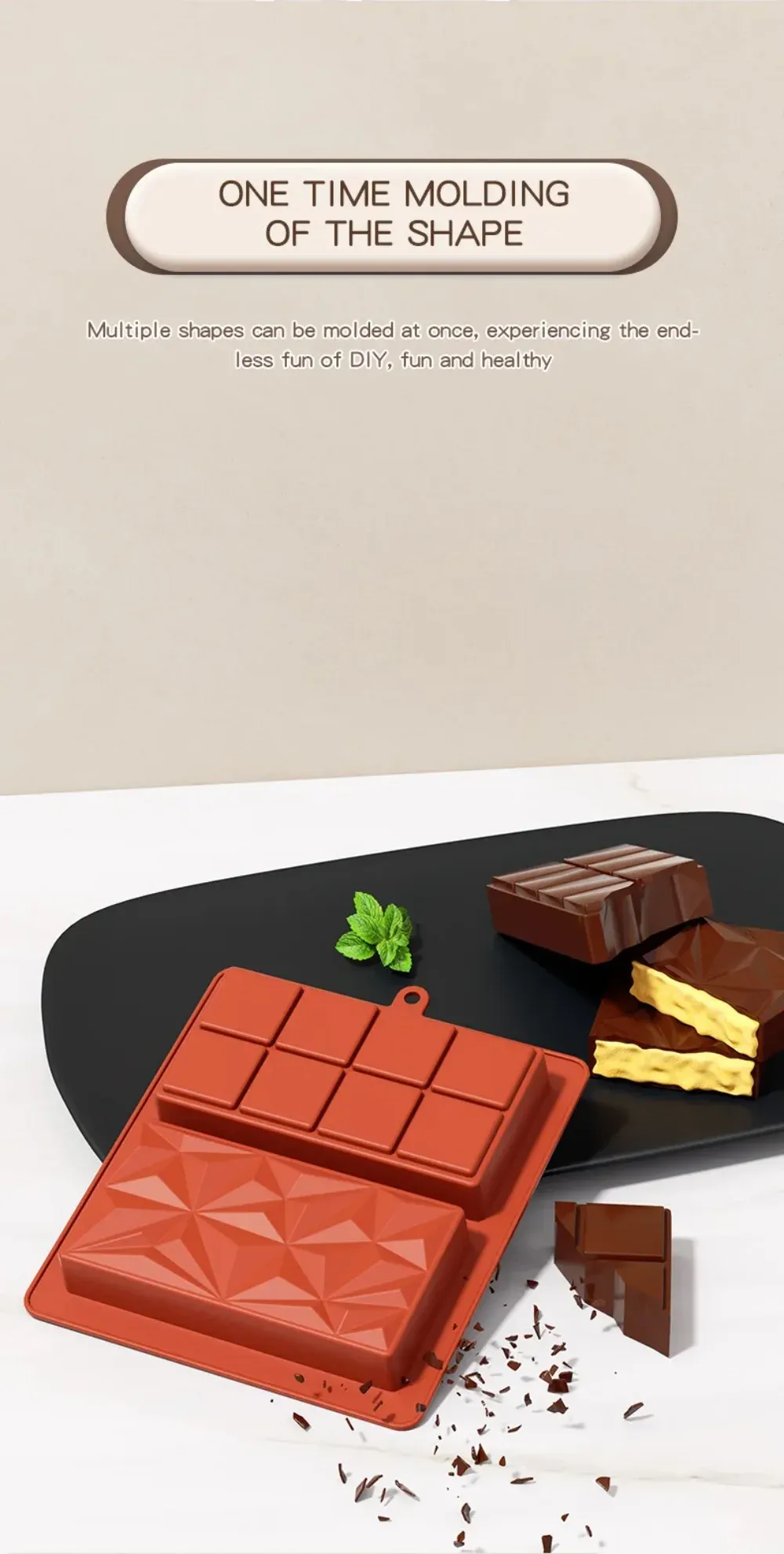 Large Dubai Style Chocolate Bar Silicone Mold for Pistachio & Filling - Reusable, Food Grade, Oven/Microwave Safe Candy Making Mold showcase 4