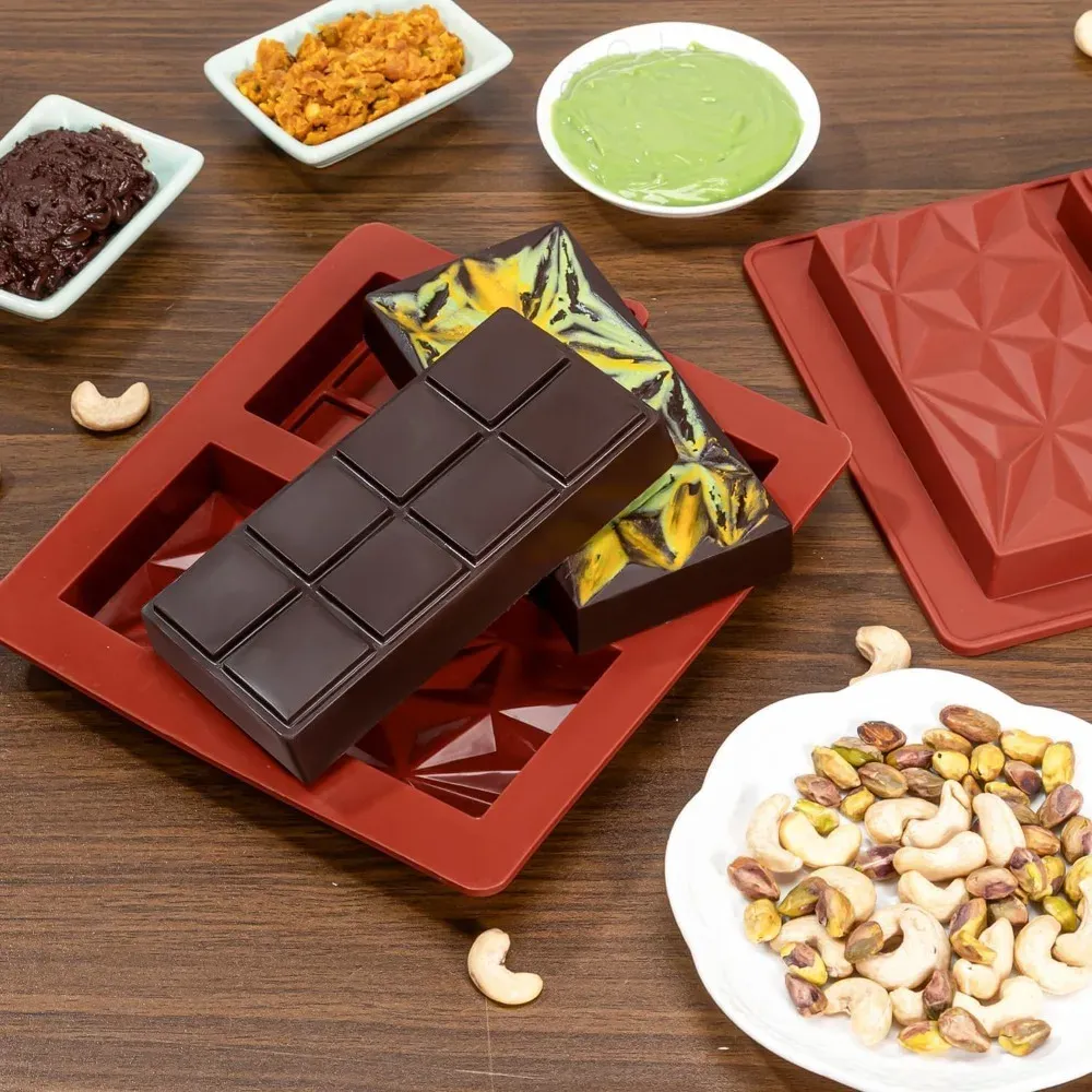 Large Dubai Chocolate Bar Silicone Mold - Pistachio & Filling Friendly, Reusable Food Grade Baking Tool for Candy & Desserts showcase 4