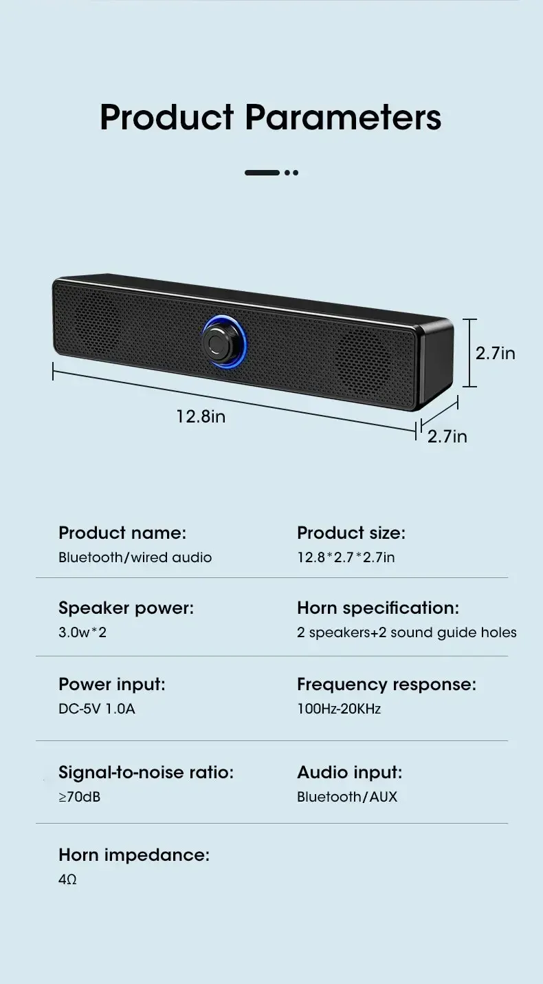 Bluetooth 4D Surround Soundbar Home Theater System for TV & Computer with Deep Bass Subwoofer, Wired Stereo Option showcase 6