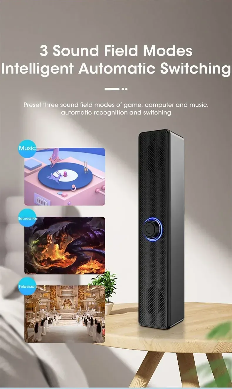 Bluetooth 4D Surround Soundbar Home Theater System for TV & Computer with Deep Bass Subwoofer, Wired Stereo Option showcase 3