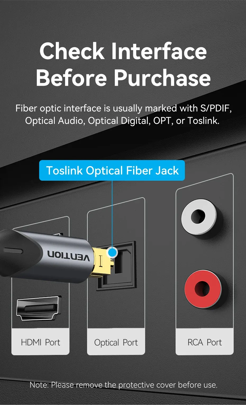 Vention 90-Degree Optical Audio Cable, Male to Male Toslink Cable for TV, Amplifier, Sound Bar, PS4, Xbox, Home Theater - Immersive Stereo Sound, Durable Gold-Plated Connectors showcase 10