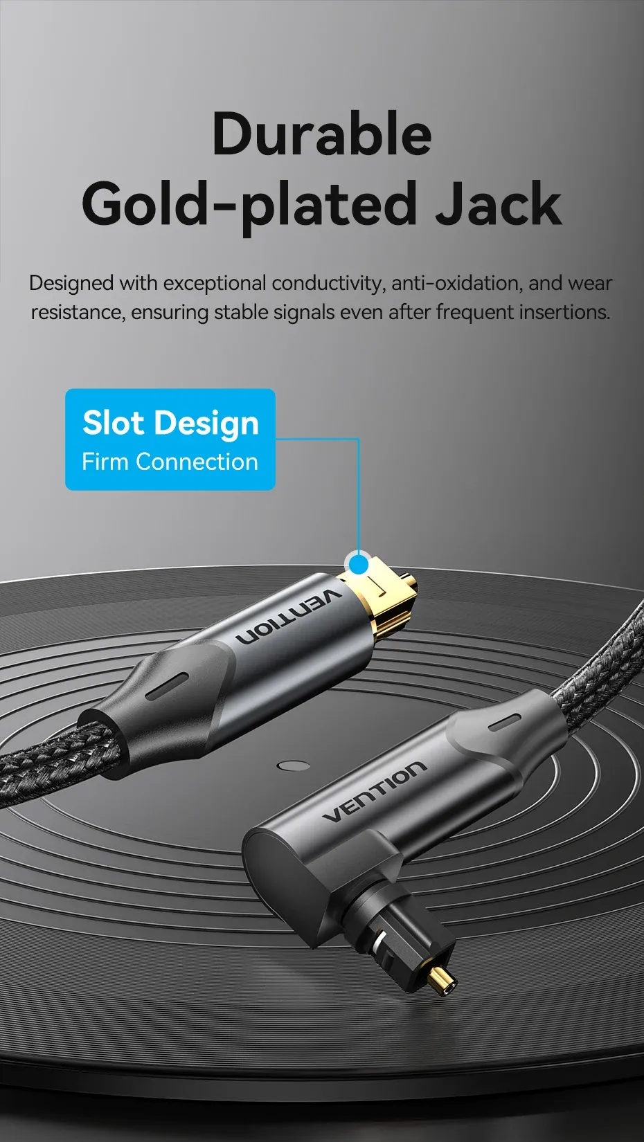 Vention 90-Degree Optical Audio Cable, Male to Male Toslink Cable for TV, Amplifier, Sound Bar, PS4, Xbox, Home Theater - Immersive Stereo Sound, Durable Gold-Plated Connectors showcase 7