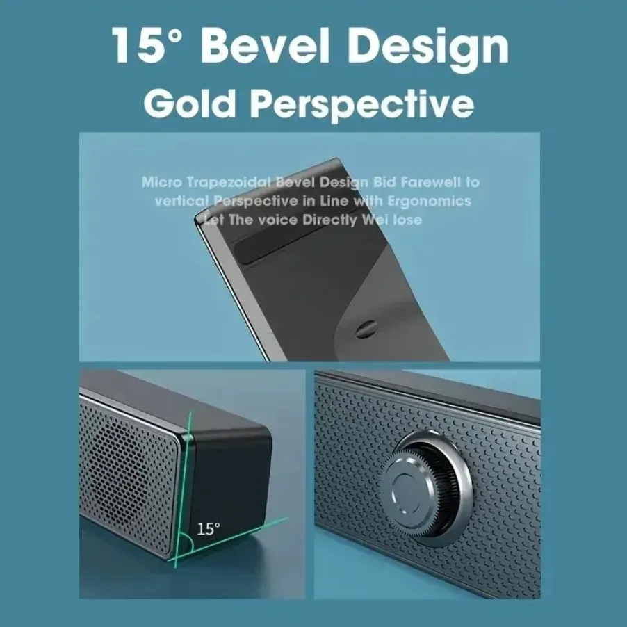 Wireless Bluetooth & Wired USB Soundbar Speaker for TV, PC, Laptop - Immersive 3D Stereo Audio with Deep Bass for Gaming & Home Theater thumbnail 3