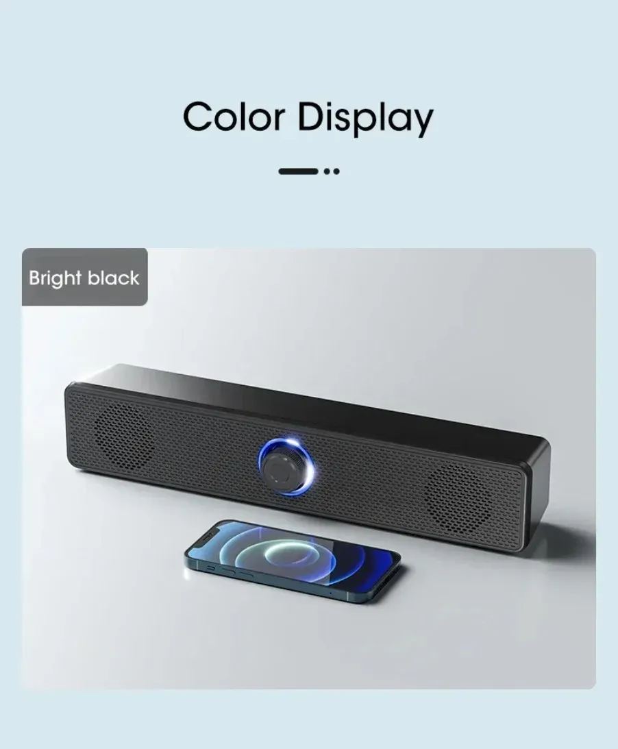 Wireless Bluetooth & Wired USB Soundbar Speaker for TV, PC, Laptop - Immersive 3D Stereo Audio with Deep Bass for Gaming & Home Theater showcase 4