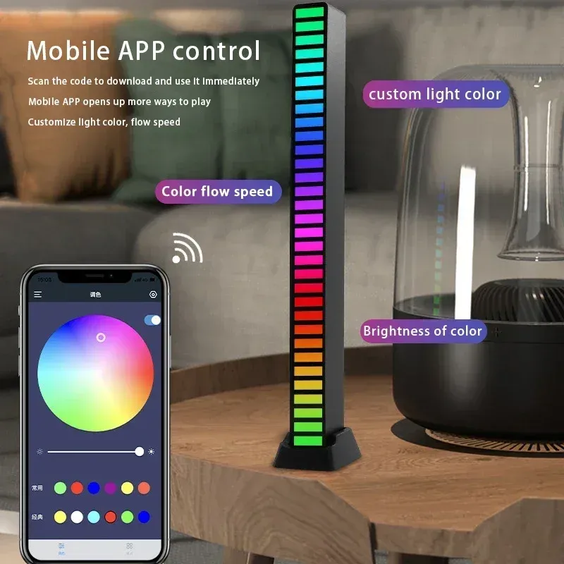 RGB LED Strip Light with Music Sync & Sound Control - 32 LED Ambient Lamp for TV, Gaming, Car, Bar, Room Decor - App & Bluetooth Control showcase 3