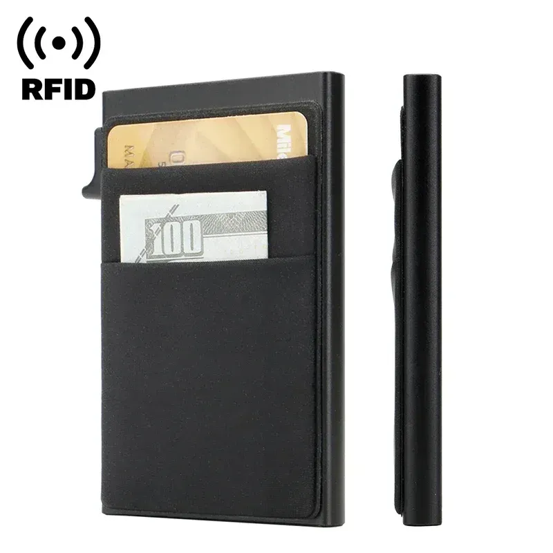 Slim RFID Blocking Metal Card Holder Wallet for Men & Women, Pop-Up Minimalist Credit Card Case, Thin Smart ID Bank Cardholder thumbnail 4