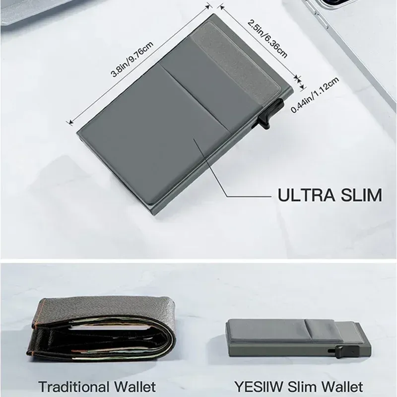 Slim RFID Blocking Metal Card Holder Wallet for Men & Women, Pop-Up Minimalist Credit Card Case, Thin Smart ID Bank Cardholder showcase 5
