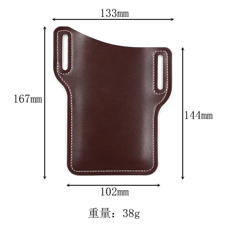 Men's PU Leather Belt Holster Pouch - Running Travel Camping Waist Bag with Card Slot, Fits Most Smartphones thumbnail 6
