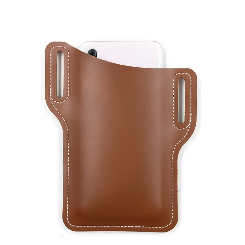 Men's PU Leather Belt Holster Pouch - Running Travel Camping Waist Bag with Card Slot, Fits Most Smartphones showcase 8