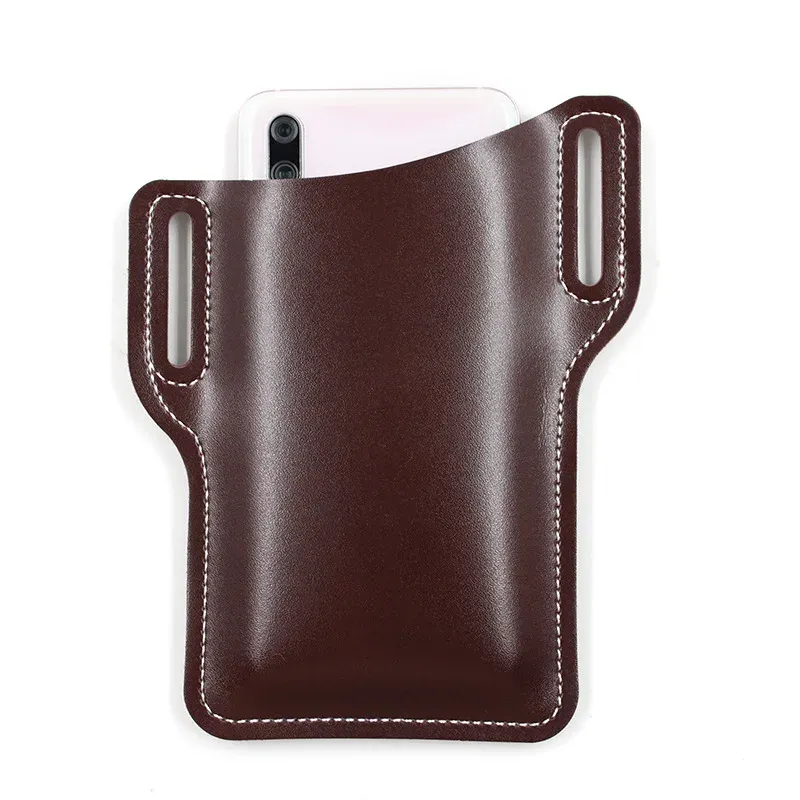 Men's PU Leather Belt Holster Pouch - Running Travel Camping Waist Bag with Card Slot, Fits Most Smartphones showcase 7