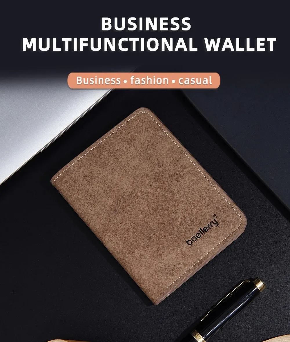 Baellerry Men's PU Leather Minimalist Front Pocket Wallet with Money Clip - Slim Travel Essentials Card Holder showcase 1