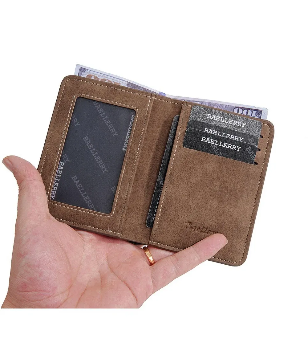 Baellerry Men's PU Leather Minimalist Front Pocket Wallet with Money Clip - Slim Travel Essentials Card Holder showcase 7