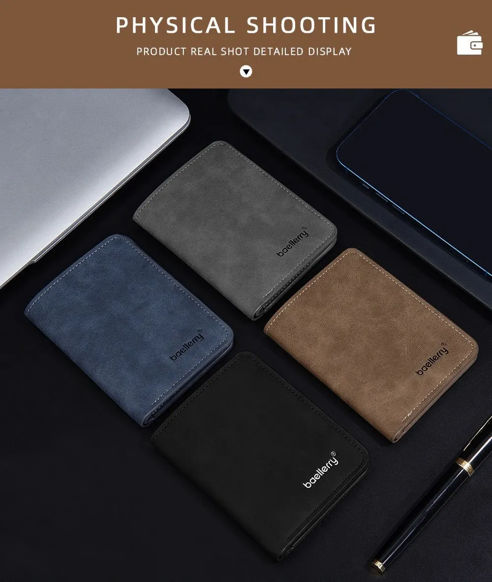 Baellerry Men's PU Leather Minimalist Front Pocket Wallet with Money Clip - Slim Travel Essentials Card Holder showcase 12