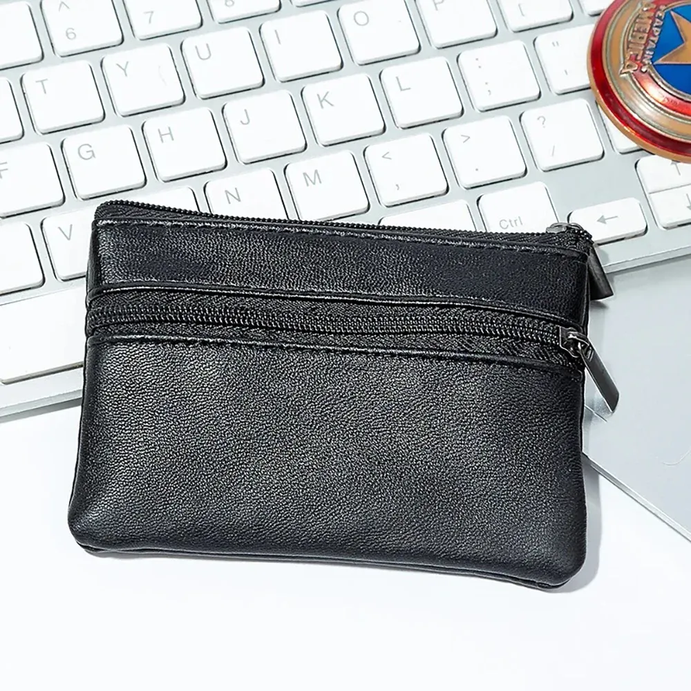 Unisex Mini Coin Purse Wallet for Men & Women, Small Leather Zipper Change Pouch with Key Holder, Ideal for Kids & Adults thumbnail 1
