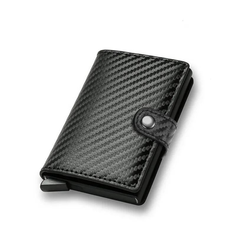 Slim Carbon Fiber RFID Blocking Pop-Up Credit Card Holder Wallet for Men - Minimalist Metal Slim Wallet with Automatic Card Eject, Holds 7 Cards & Cash - Perfect Gift for Him thumbnail 5
