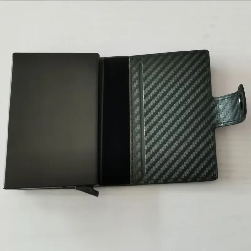 Slim Carbon Fiber RFID Blocking Pop-Up Credit Card Holder Wallet for Men - Minimalist Metal Slim Wallet with Automatic Card Eject, Holds 7 Cards & Cash - Perfect Gift for Him thumbnail 6