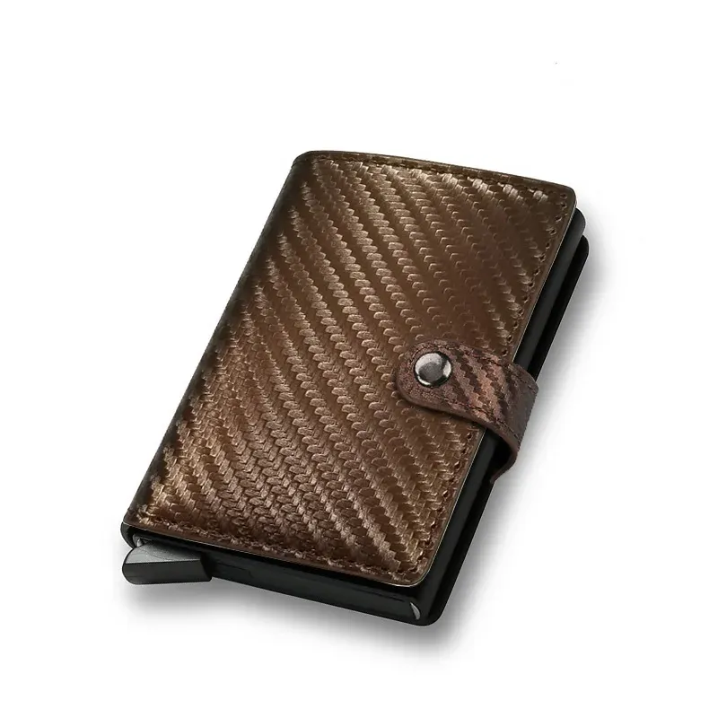 Slim Carbon Fiber RFID Blocking Pop-Up Credit Card Holder Wallet for Men - Minimalist Metal Slim Wallet with Automatic Card Eject, Holds 7 Cards & Cash - Perfect Gift for Him showcase 6