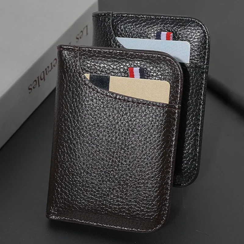 Ultra Slim PU Leather Card Holder Wallet for Men - Minimalist Mini Credit Card Purse with 9 Slots, Business Style, Compact and Lightweight thumbnail 3