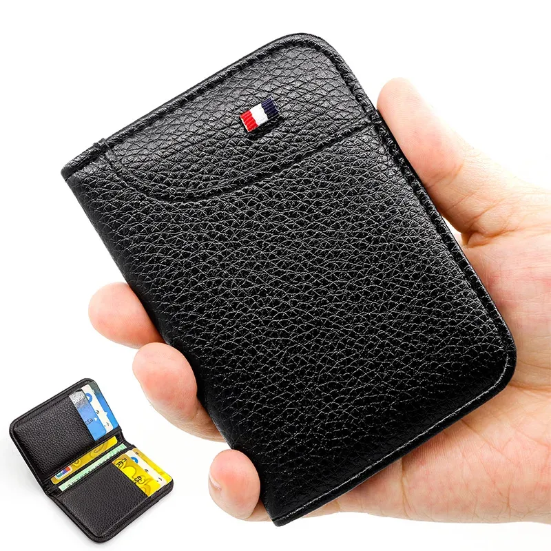 Ultra Slim PU Leather Card Holder Wallet for Men - Minimalist Mini Credit Card Purse with 9 Slots, Business Style, Compact and Lightweight