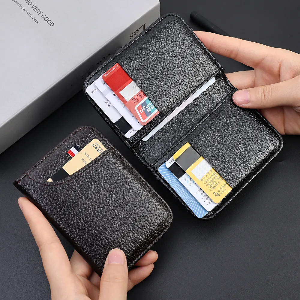 Ultra Slim PU Leather Card Holder Wallet for Men - Minimalist Mini Credit Card Purse with 9 Slots, Business Style, Compact and Lightweight showcase 2