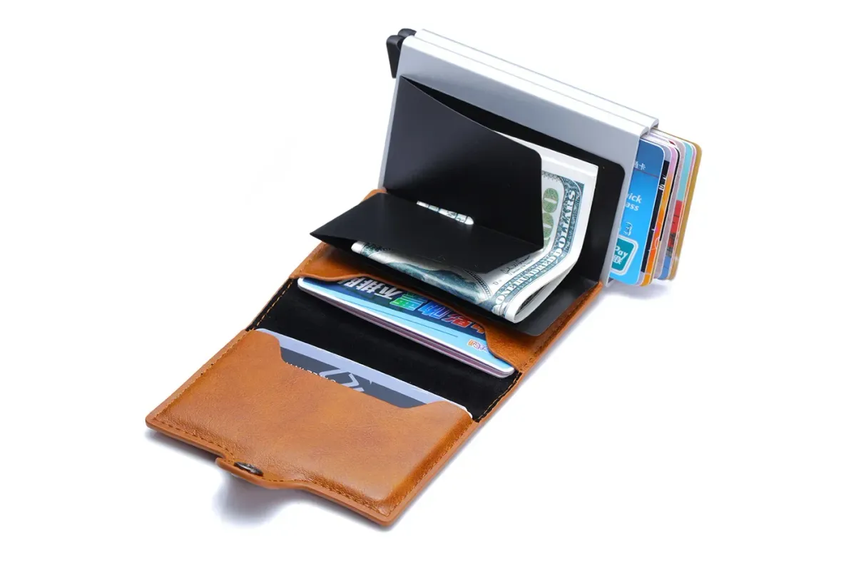 RFID Blocking Men's Slim Carbon Fiber Wallet with 14 Card Holders, Mini Money Bag, Small Bifold Purse for Business and Travel showcase 12