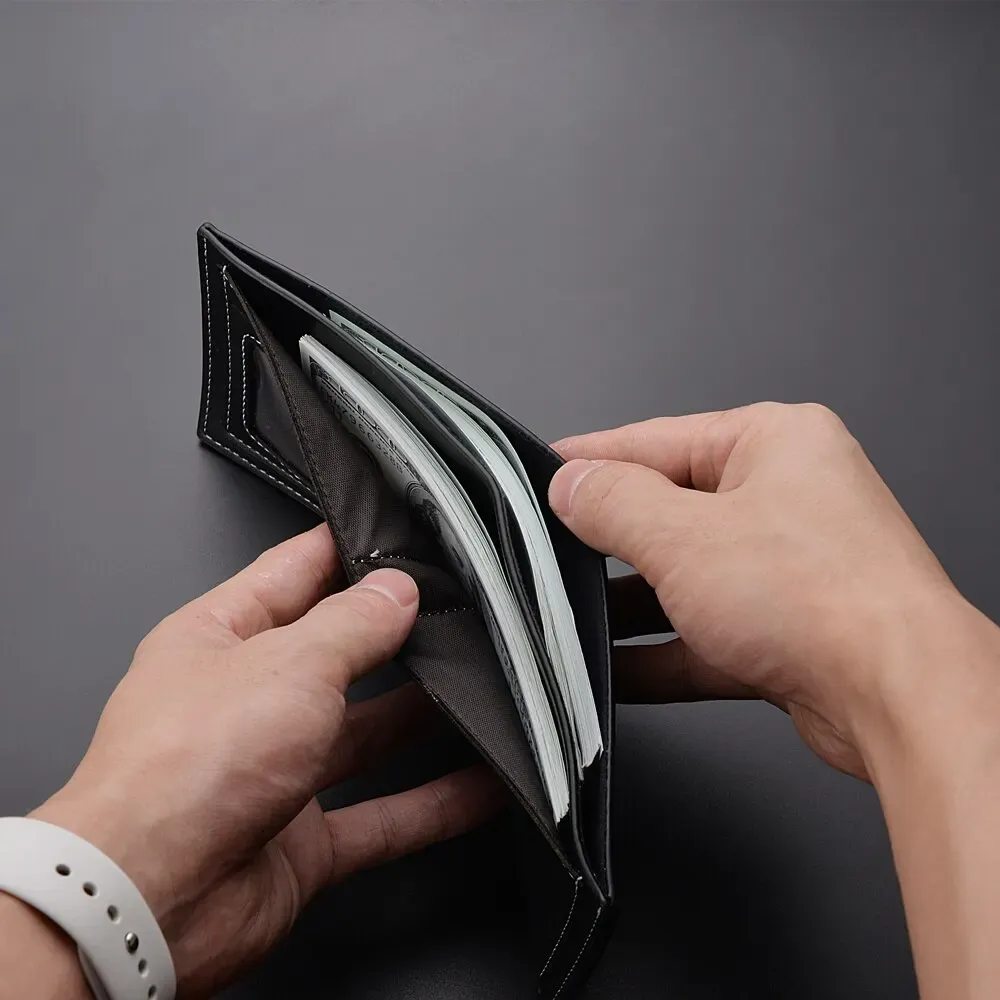 Men's Slim PU Leather Short Wallet - Thin Folding Credit Card Holder, Classic England Style for Young Men thumbnail 5