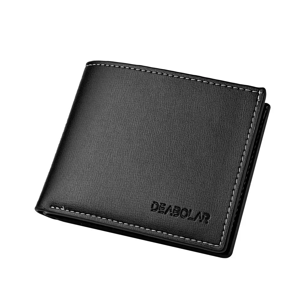 Men's Slim PU Leather Short Wallet - Thin Folding Credit Card Holder, Classic England Style for Young Men thumbnail 2