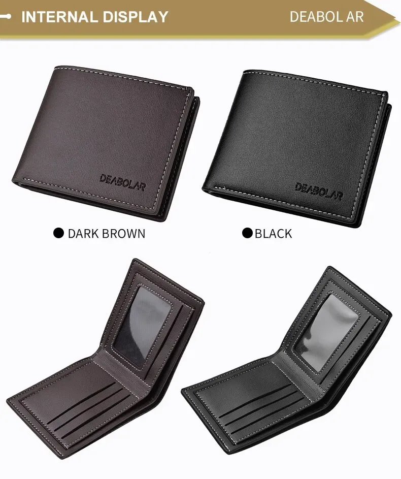 Men's Slim PU Leather Short Wallet - Thin Folding Credit Card Holder, Classic England Style for Young Men showcase 7