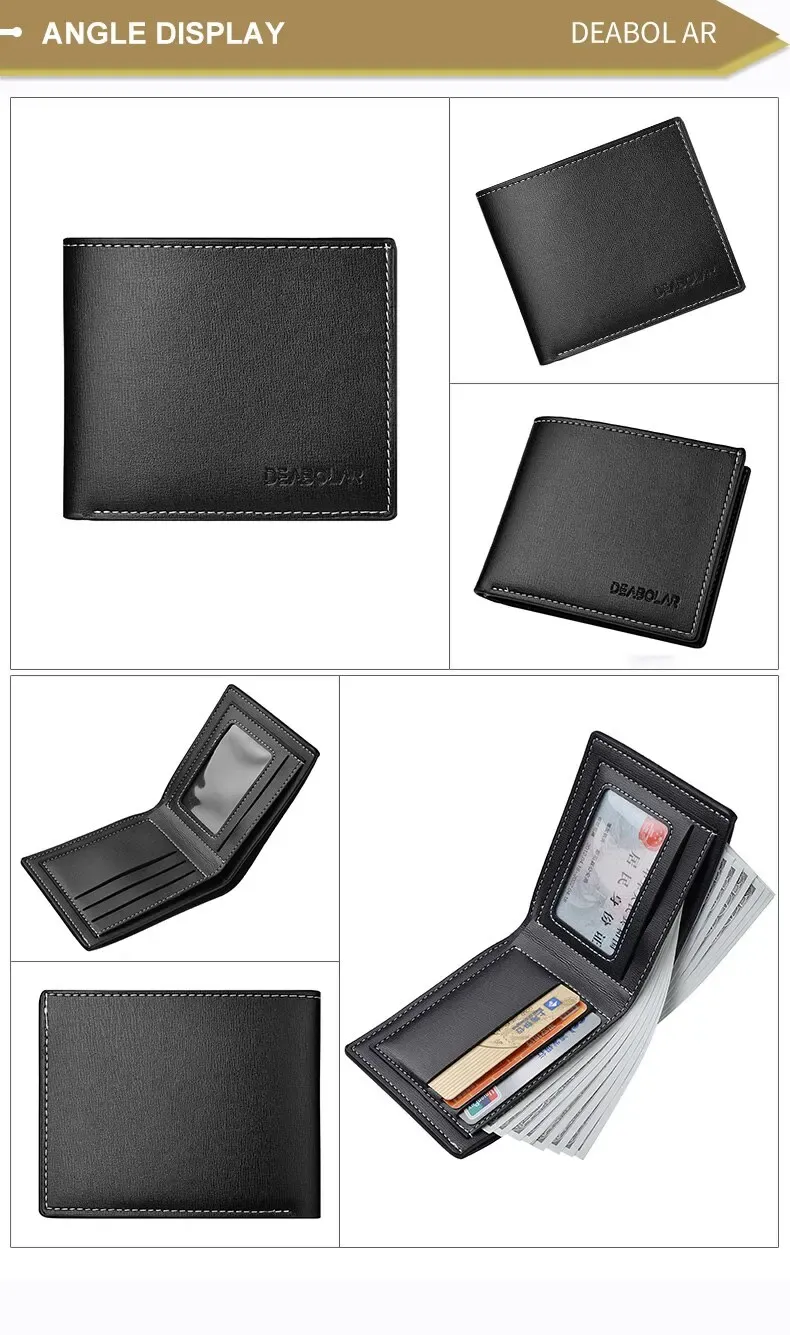 Men's Slim PU Leather Short Wallet - Thin Folding Credit Card Holder, Classic England Style for Young Men showcase 8