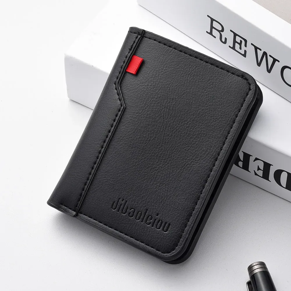 Ultra-Thin PU Leather Men's Wallet Card Holder - Short Vertical Design, High Quality, Multiple Colors thumbnail 2