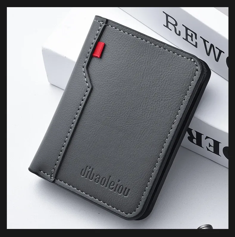 Ultra-Thin PU Leather Men's Wallet Card Holder - Short Vertical Design, High Quality, Multiple Colors showcase 7