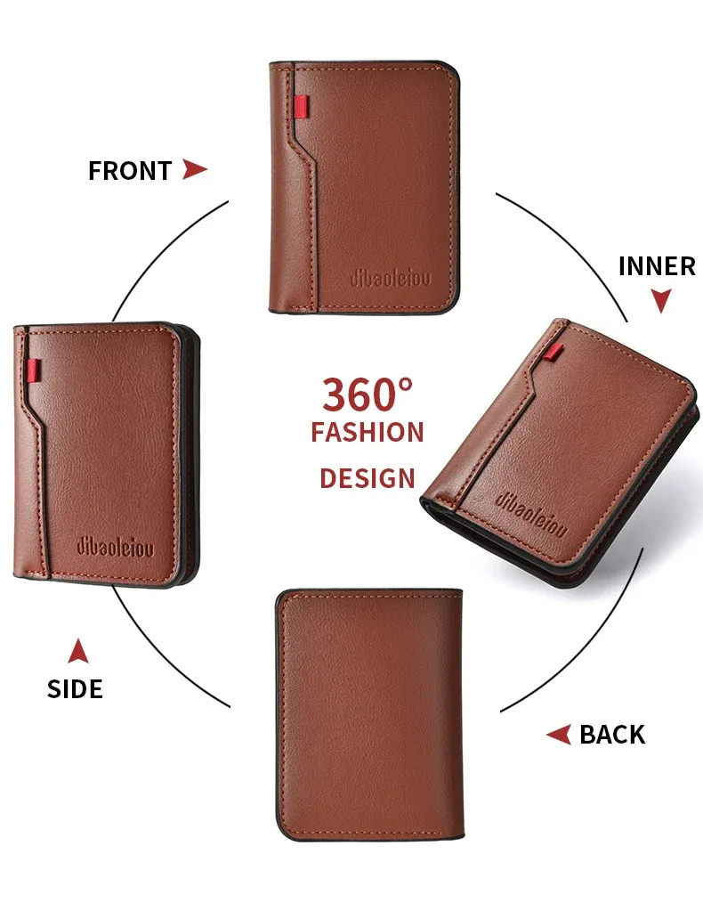 Ultra-Thin PU Leather Men's Wallet Card Holder - Short Vertical Design, High Quality, Multiple Colors showcase 10