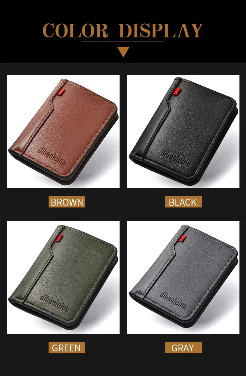 Ultra-Thin PU Leather Men's Wallet Card Holder - Short Vertical Design, High Quality, Multiple Colors showcase 13