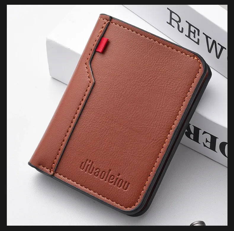 Ultra-Thin PU Leather Men's Wallet Card Holder - Short Vertical Design, High Quality, Multiple Colors showcase 3