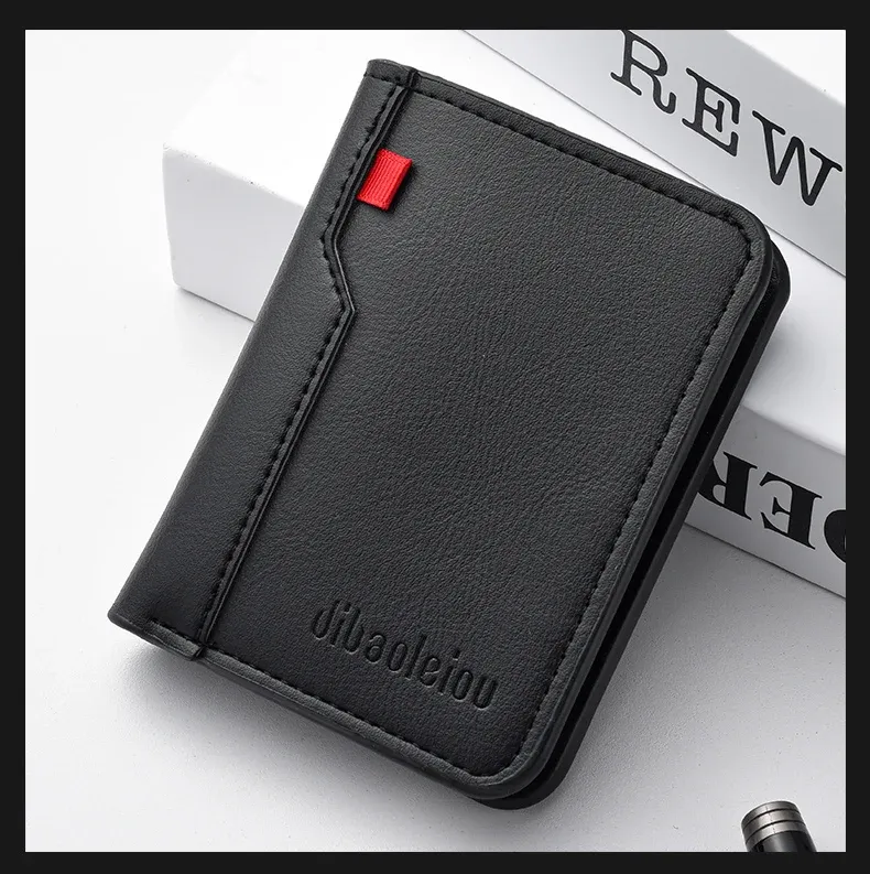 Ultra-Thin PU Leather Men's Wallet Card Holder - Short Vertical Design, High Quality, Multiple Colors showcase 1