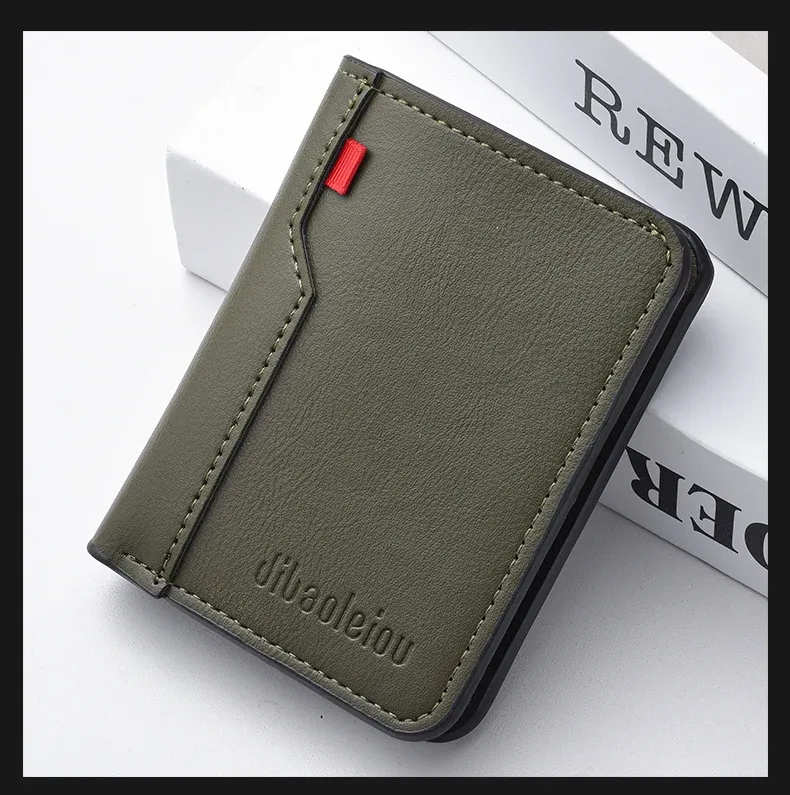 Ultra-Thin PU Leather Men's Wallet Card Holder - Short Vertical Design, High Quality, Multiple Colors showcase 5