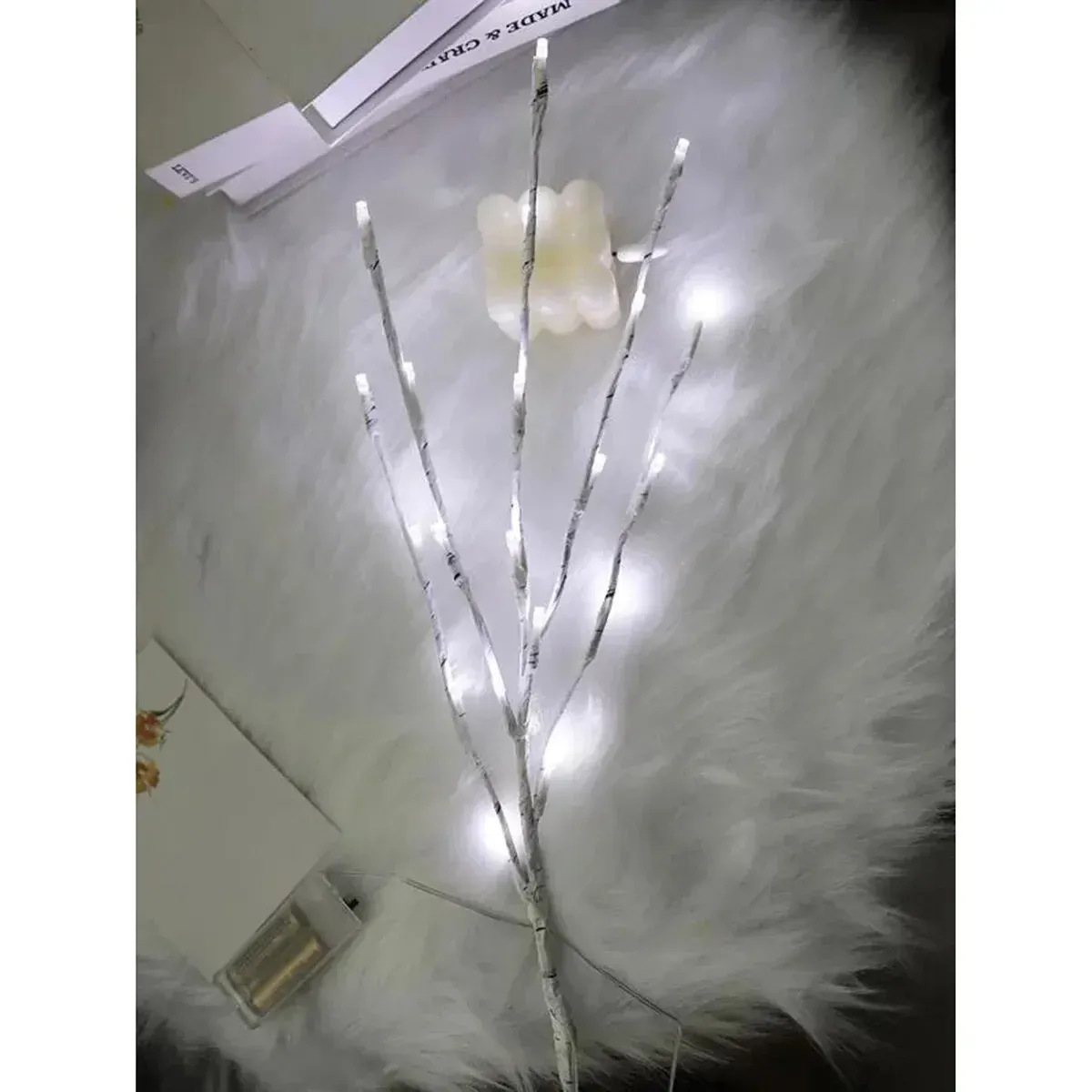 HOMEFISH White Birch Branch LED Lights - Battery Operated Warm White Twig Lights for Christmas, Parties, Weddings, Outdoor Decor - Safe & Durable Plastic thumbnail 2
