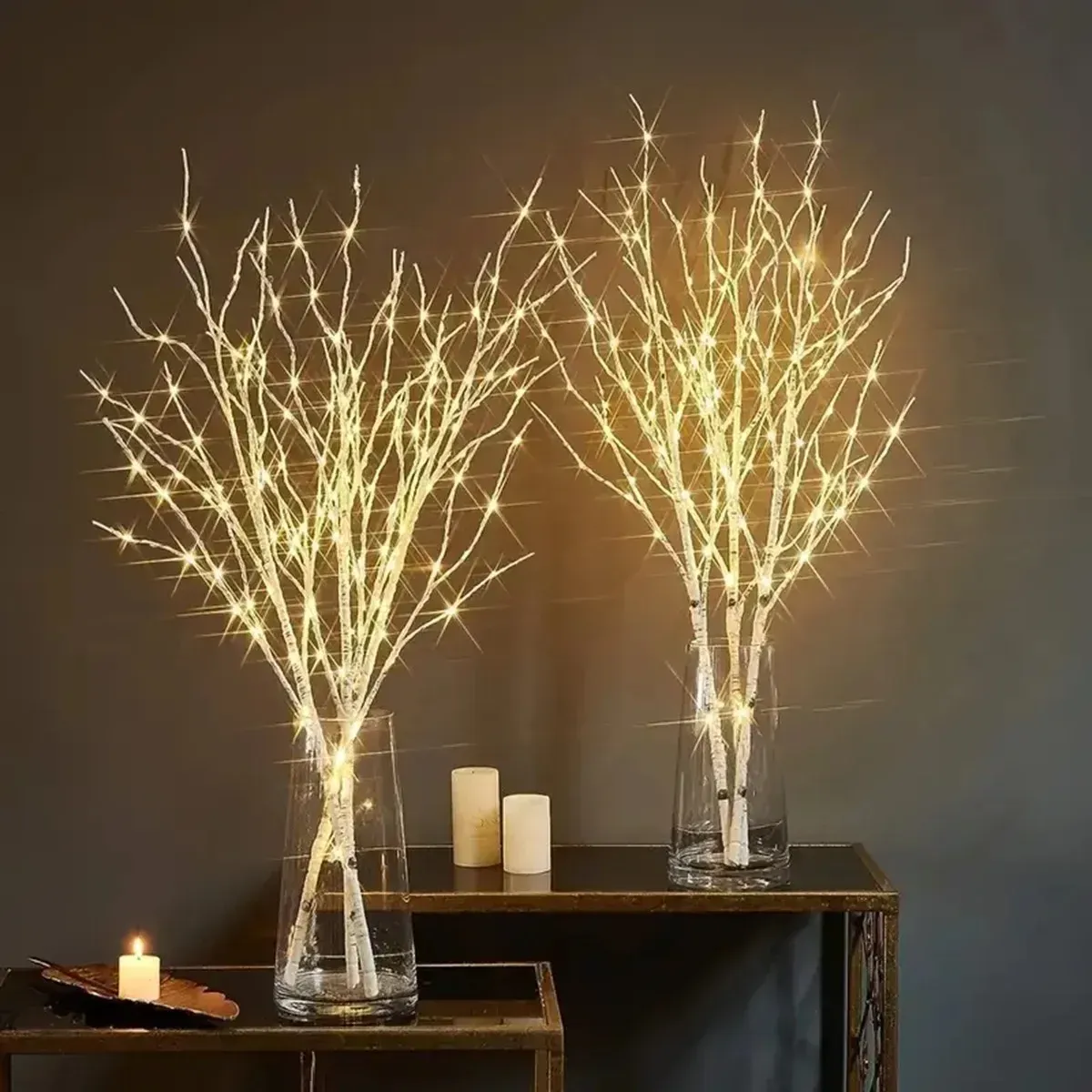 HOMEFISH White Birch Branch LED Lights - Battery Operated Warm White Twig Lights for Christmas, Parties, Weddings, Outdoor Decor - Safe & Durable Plastic showcase 1