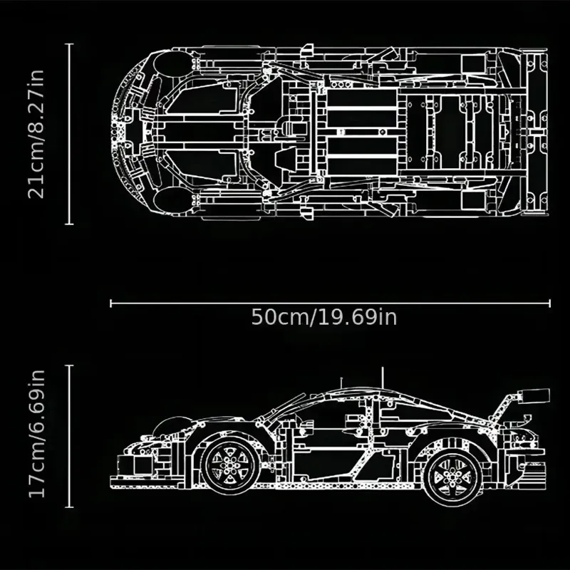 1580Pcs Technic 1:10 Scale Classic Super Racing Car Building Blocks Assembly Toy for Boys, Home Decoration, Birthday Gift showcase 2