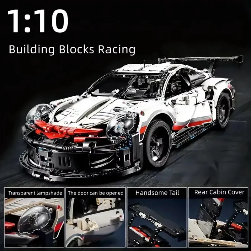 1580Pcs Technic 1:10 Scale Classic Super Racing Car Building Blocks Assembly Toy for Boys, Home Decoration, Birthday Gift showcase 1