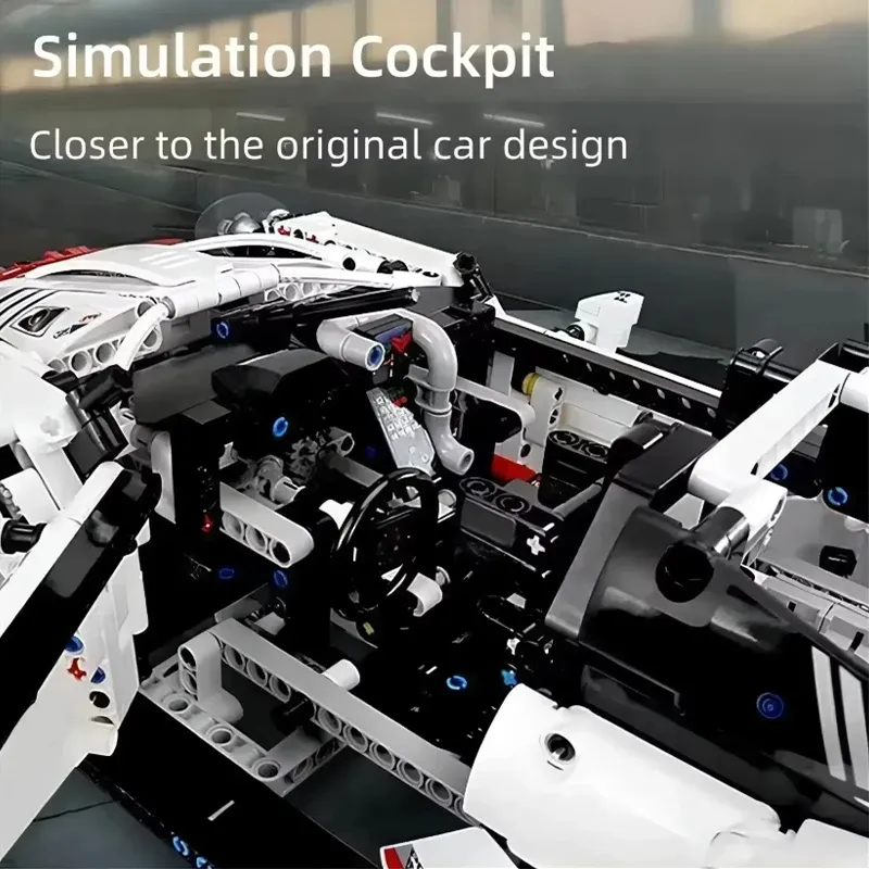 1580Pcs Technic 1:10 Scale Classic Super Racing Car Building Blocks Assembly Toy for Boys, Home Decoration, Birthday Gift showcase 6