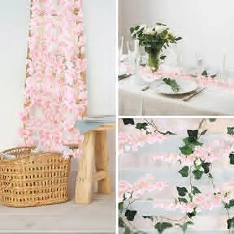 2M 20 LED Cherry Blossom String Lights Garland - Artificial Flower Vines Fairy Lights for Bedroom, Wedding, Party, Holiday Decoration thumbnail 2