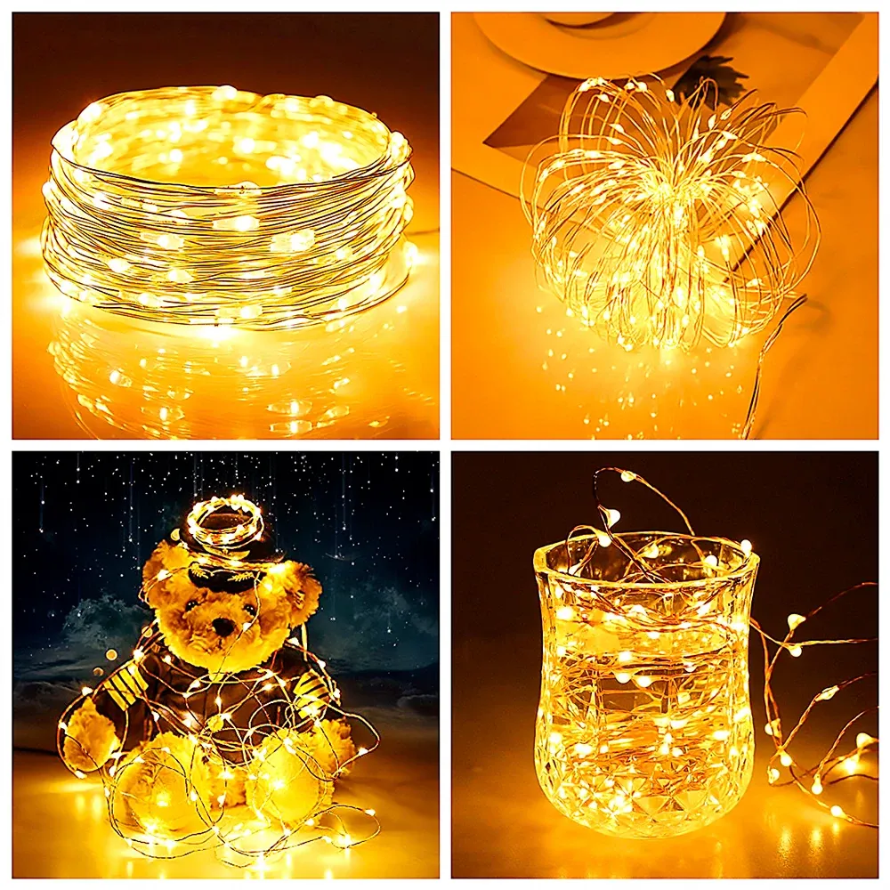 Waterproof LED Copper Wire String Lights - 5M/10M/20M USB Powered Fairy Garland for Christmas, Weddings, Parties, Home Decor thumbnail 4