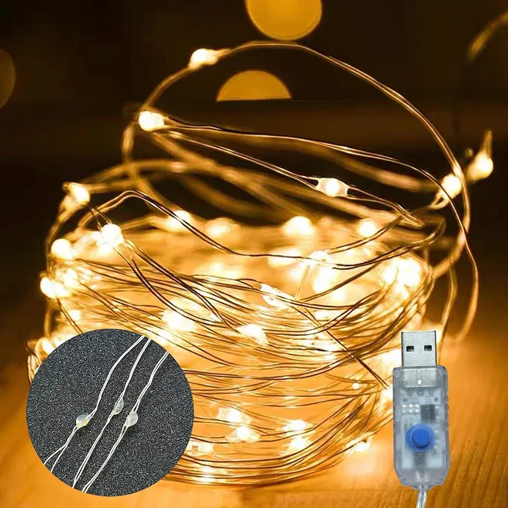 Waterproof USB LED String Lights - 5M/10M/20M Copper Wire Fairy Lights for Christmas, Weddings, Parties & Home Decor thumbnail 3