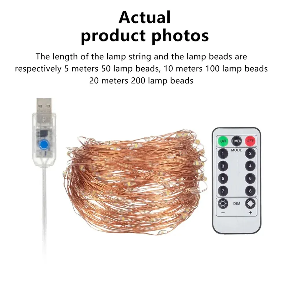 Waterproof USB LED String Lights - 5M/10M/20M Copper Wire Fairy Lights for Christmas, Weddings, Parties & Home Decor showcase 4