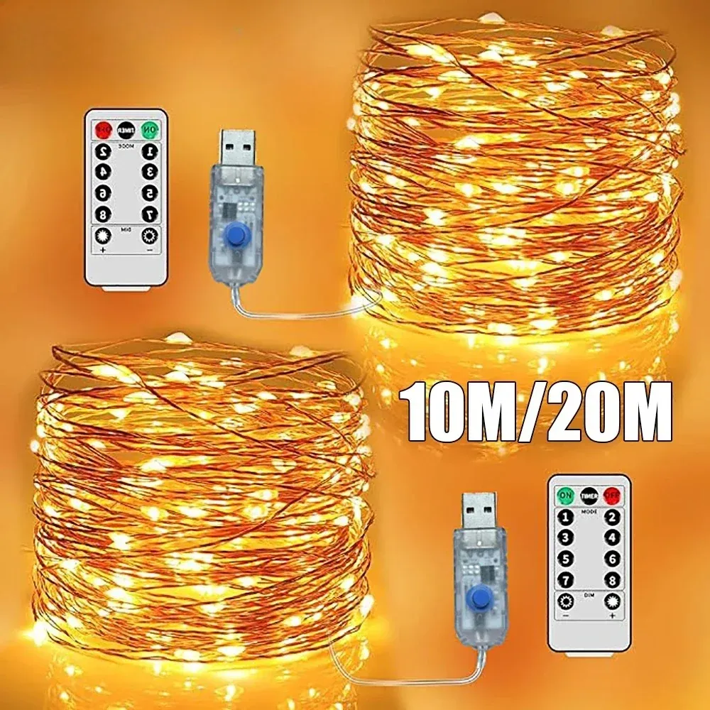 Waterproof USB LED String Lights - 5M/10M/20M Copper Wire Fairy Lights for Christmas, Weddings, Parties & Home Decor thumbnail 6