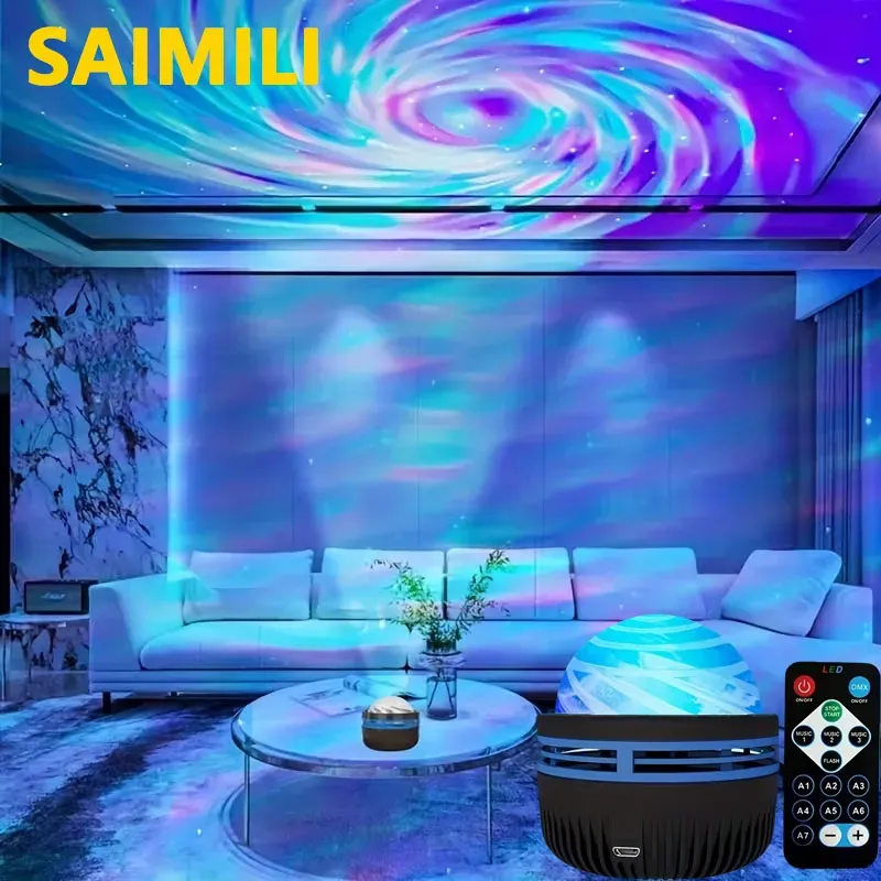 LED Starry Galaxy Projector Light with RGB Remote Control - Aurora Lamp for Home, KTV, Camping, and Wedding Decorations thumbnail 1