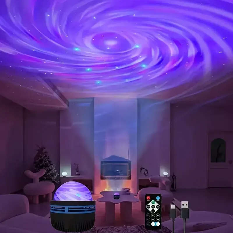 LED Starry Galaxy Projector Light with RGB Remote Control - Aurora Lamp for Home, KTV, Camping, and Wedding Decorations showcase 1